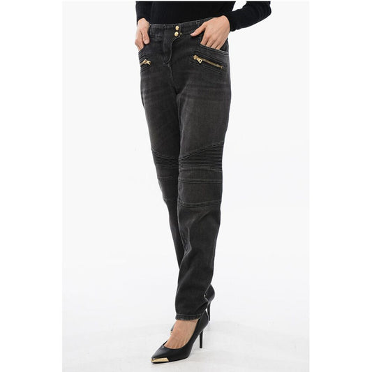 Balmain Biker Denims with Zipped Detailing