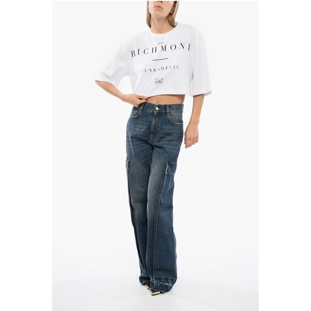 John Richmond Cropped GENYA T-shirt with Oversized Fit