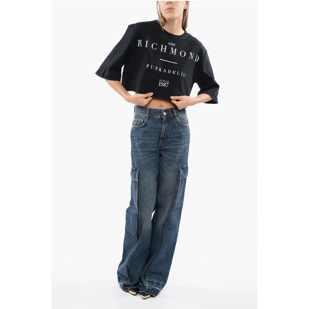 John Richmond Cropped GENYA T-shirt with Oversized Fit