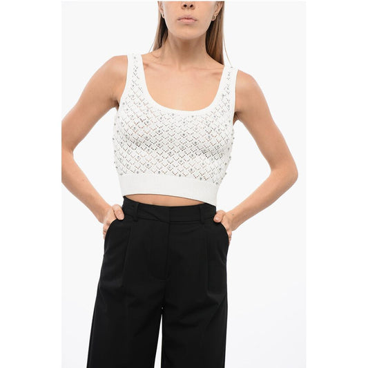 John Richmond Openwork BUIO Top with Crystal Application