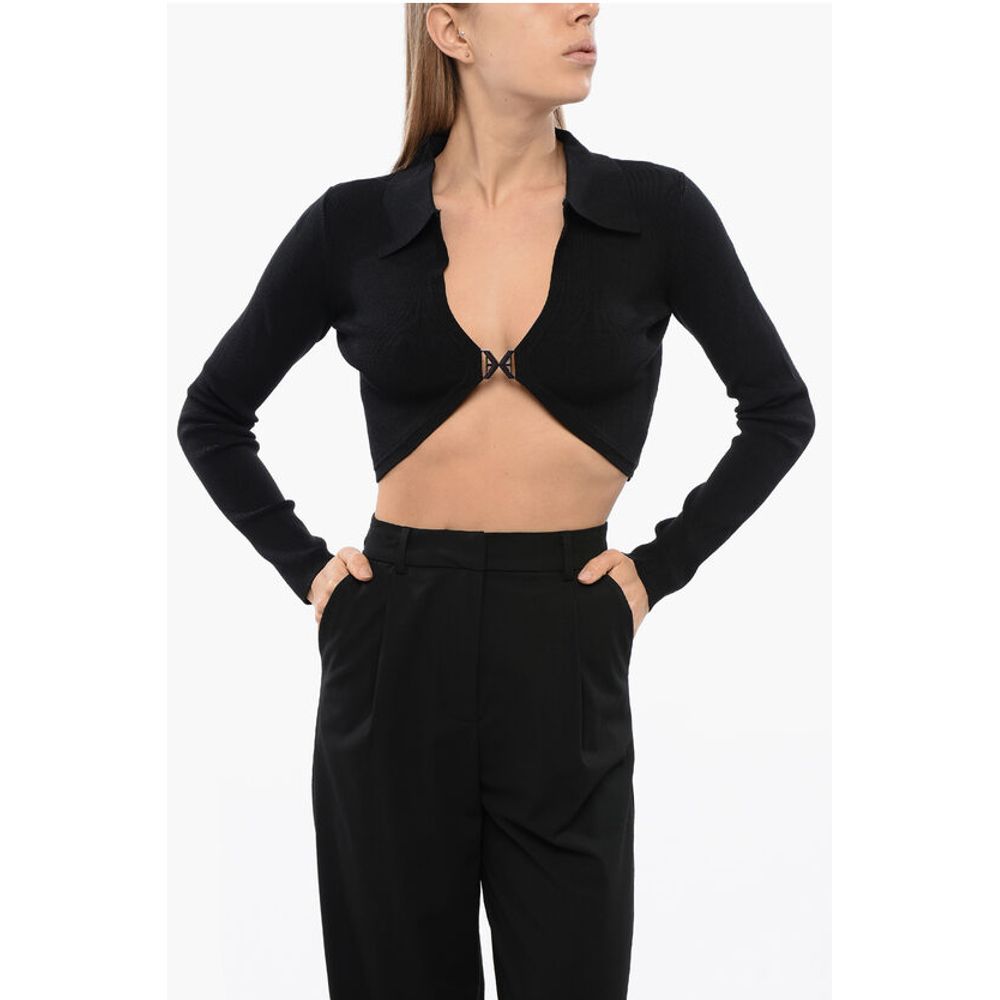 John Richmond STALAG Cropped Cardigan with Metal Application