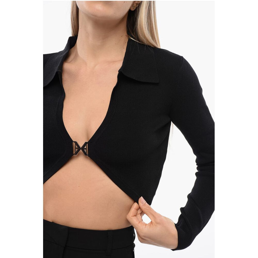 John Richmond STALAG Cropped Cardigan with Metal Application