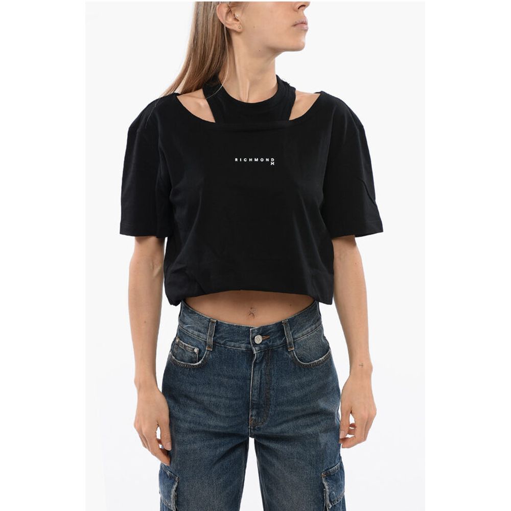 John Richmond Cropped SADAO T-shirt with Double Layer