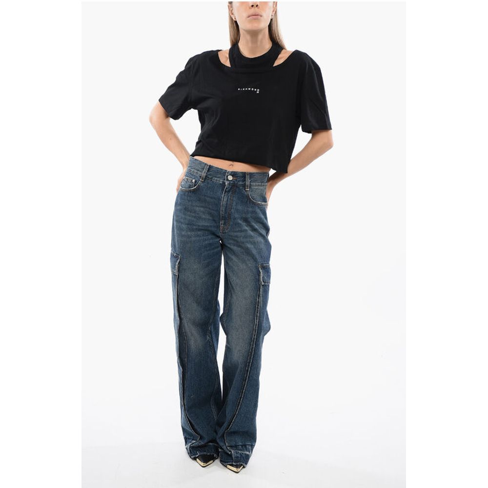 John Richmond Cropped SADAO T-shirt with Double Layer