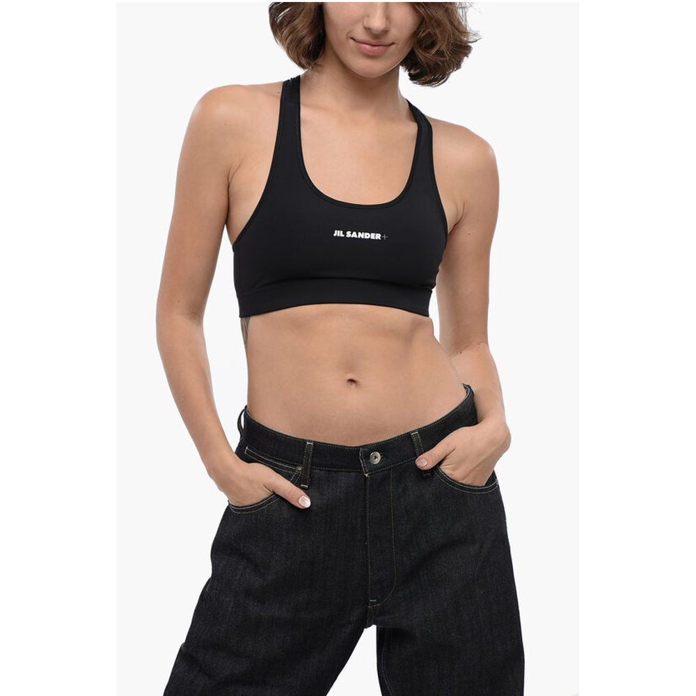 Jil Sander Tech Fabric Crop Top with Printed Logo