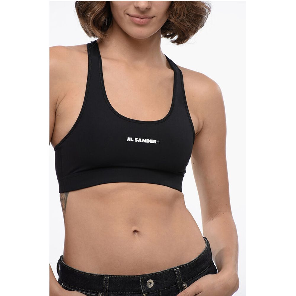 Jil Sander Tech Fabric Crop Top with Printed Logo