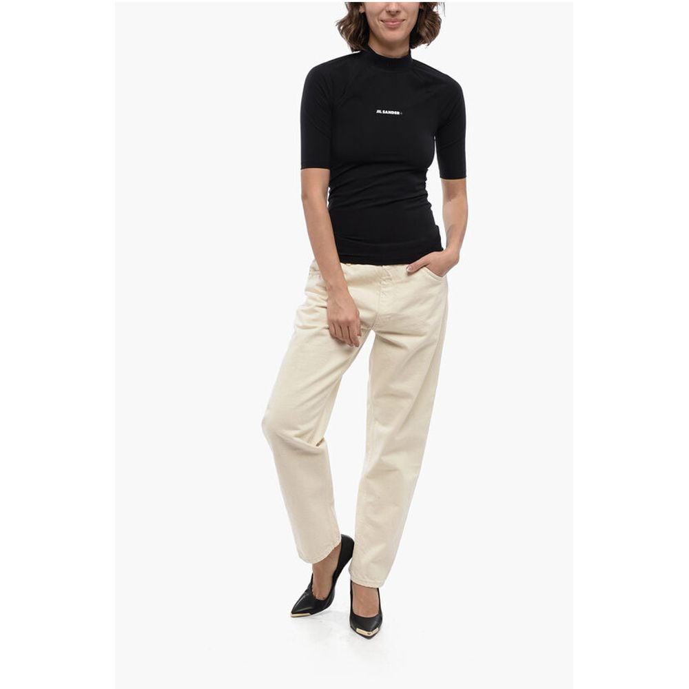 Jil Sander Short-sleeved Tech Fabric Top with Printed Logo