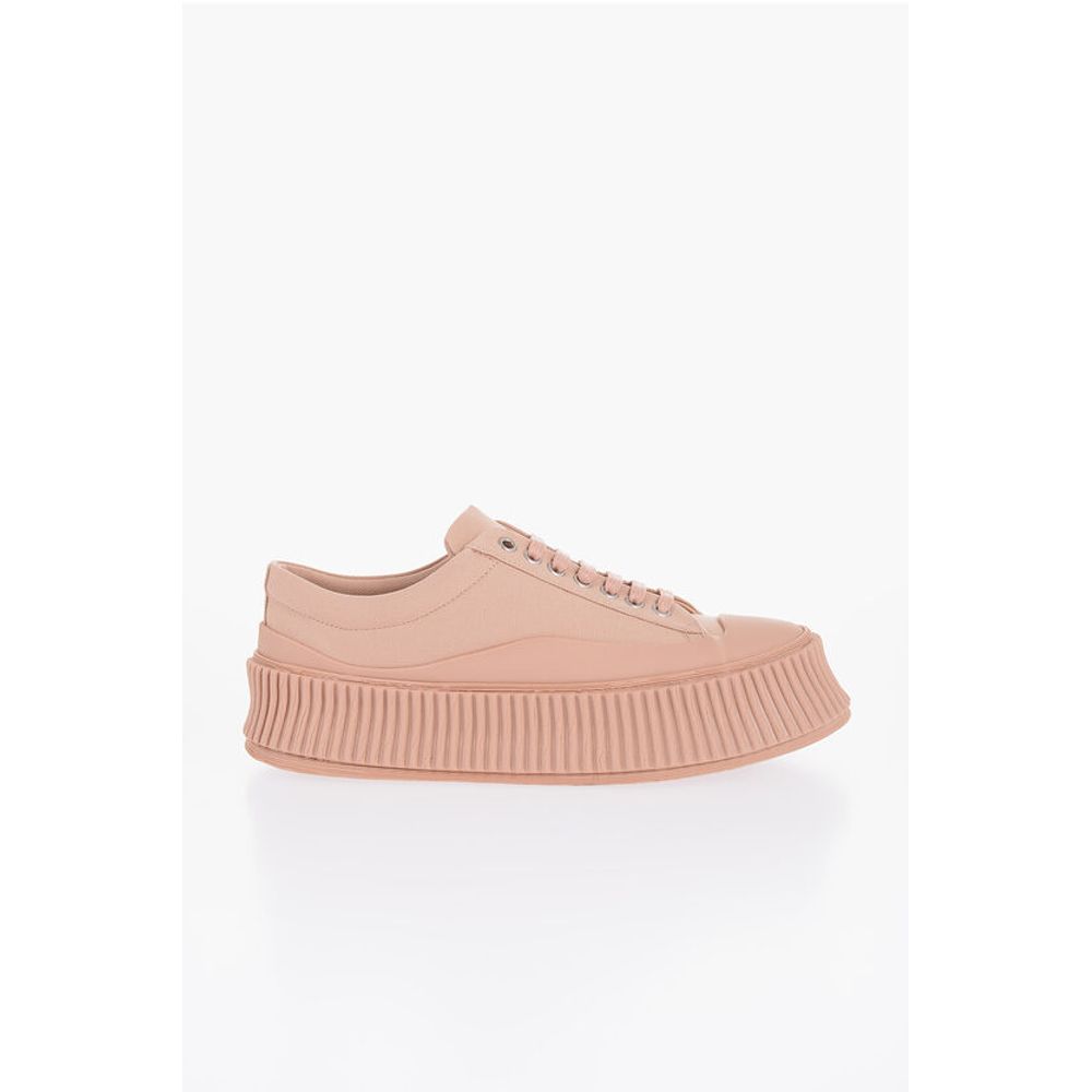 Jil Sander Lace-up Canvas Sneakers with Chunky Sole