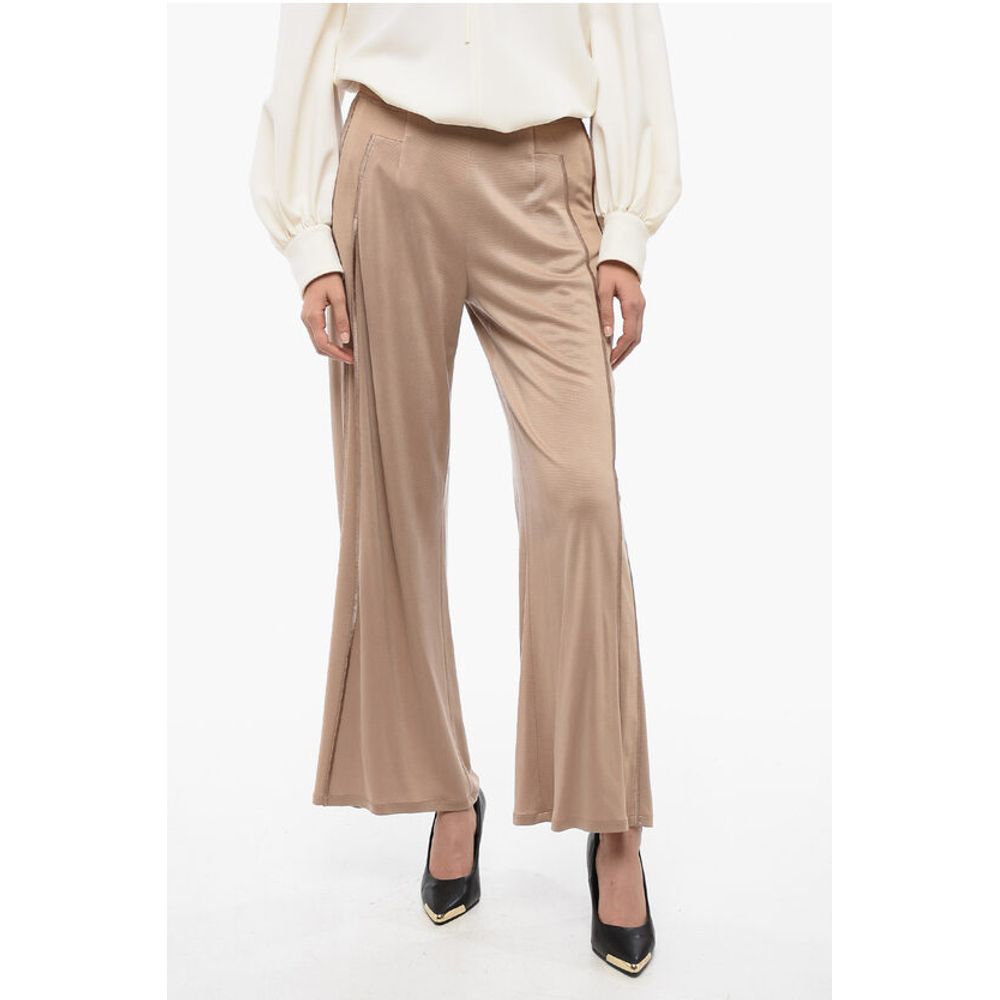 Armani EMPORIO Stretchy Wide-Leg Pants with Contrasting Trims