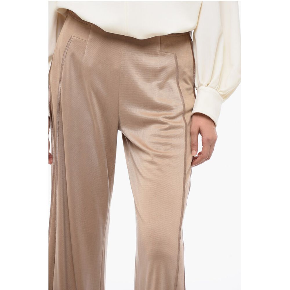 Armani EMPORIO Stretchy Wide-Leg Pants with Contrasting Trims