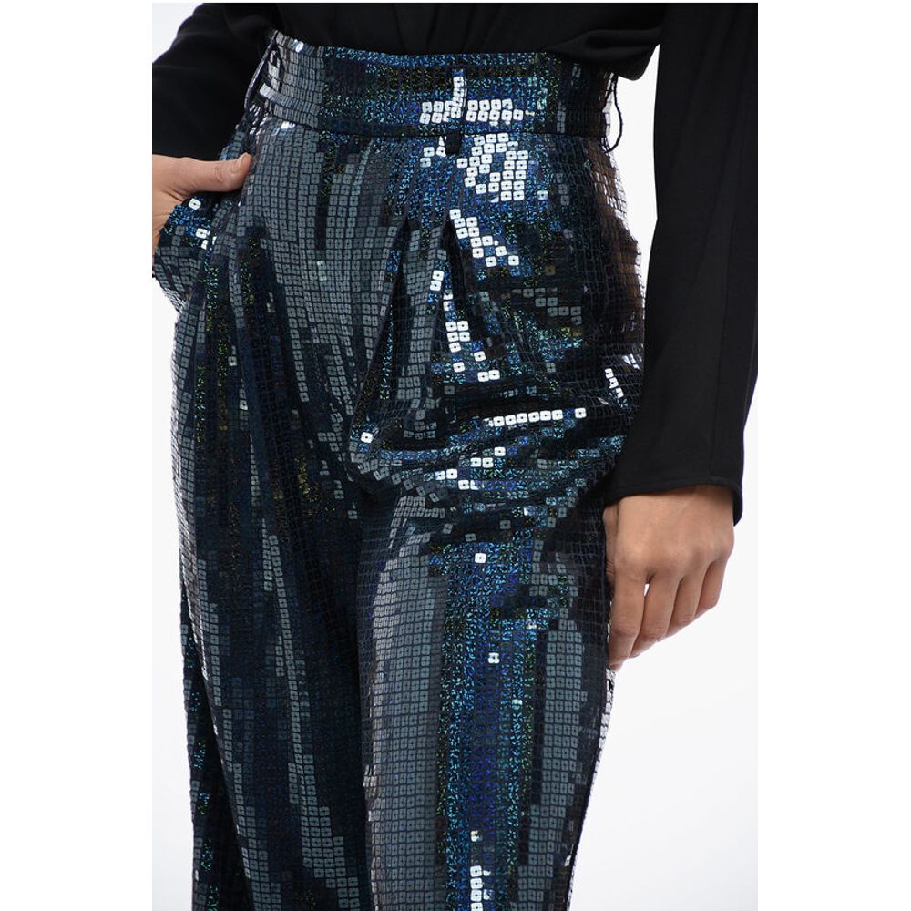 New Arrivals All-Over Sequined Wide-Leg Pants with Pleats