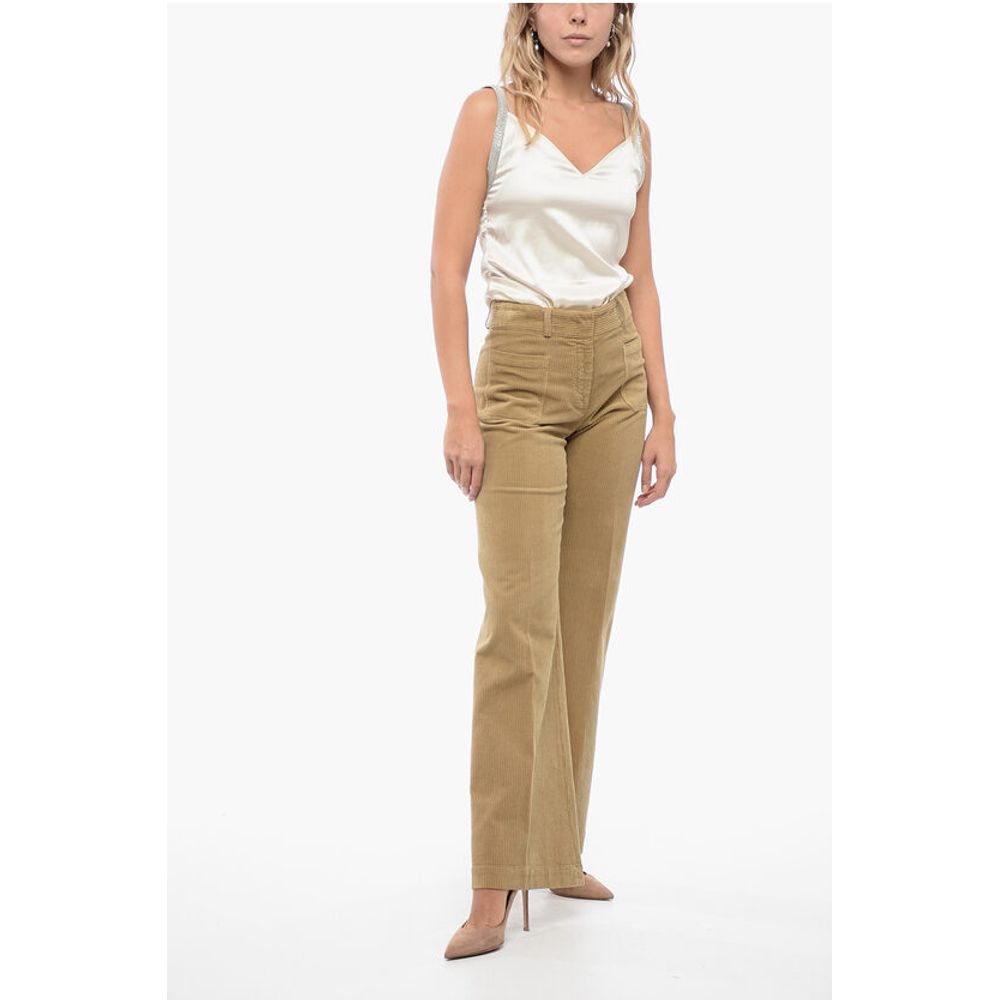 QL2 Corduroy Flared Pants with Patch Pockets
