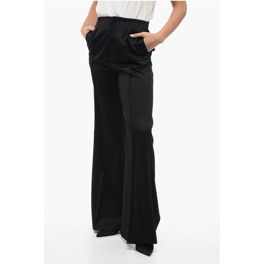 Fabiana Filippi Virgin Wool Maxi-Flared Pants with Stitched Fold