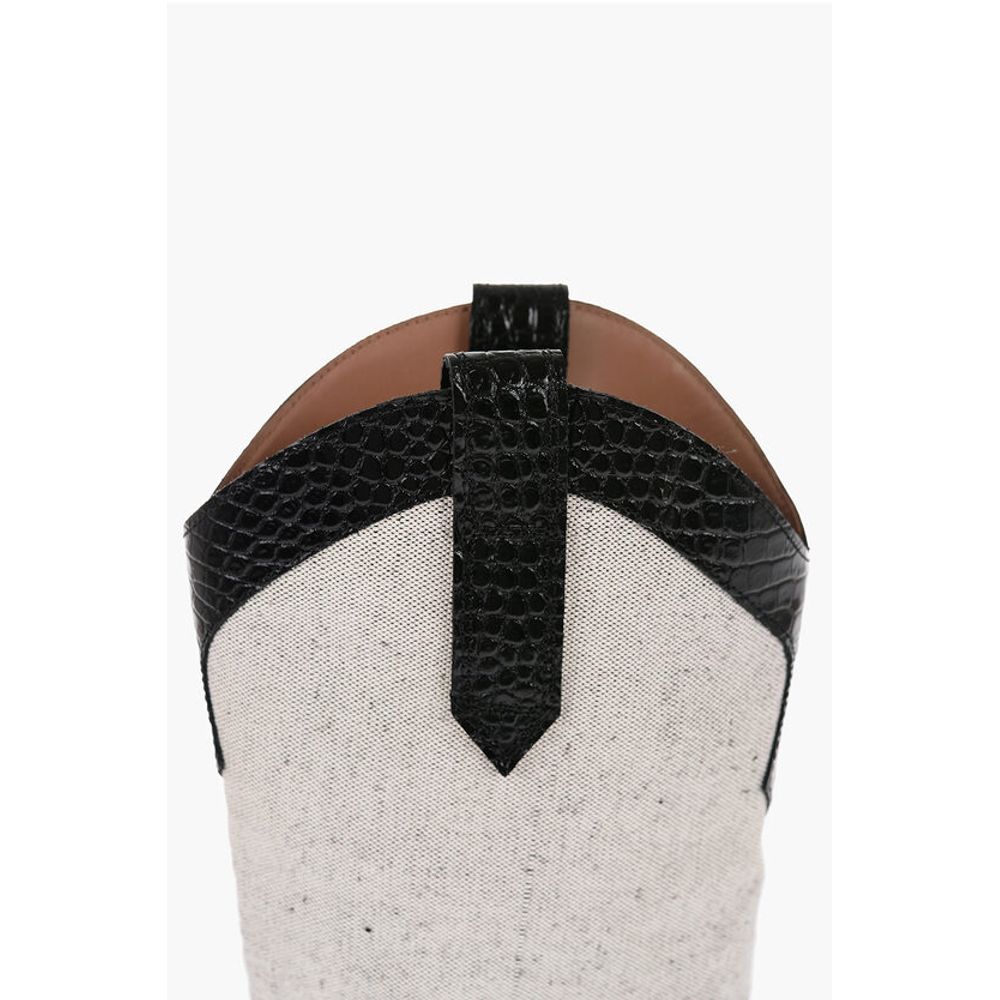 Paris Texas Crocodile-Effect Leather And Canvas ROSARIO Western Boots wi