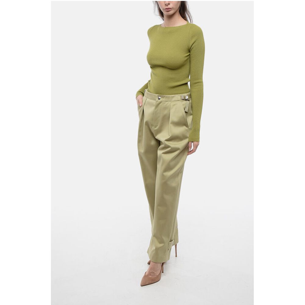 Burberry Pleated Baloon-Fit Pants with Half-Belt