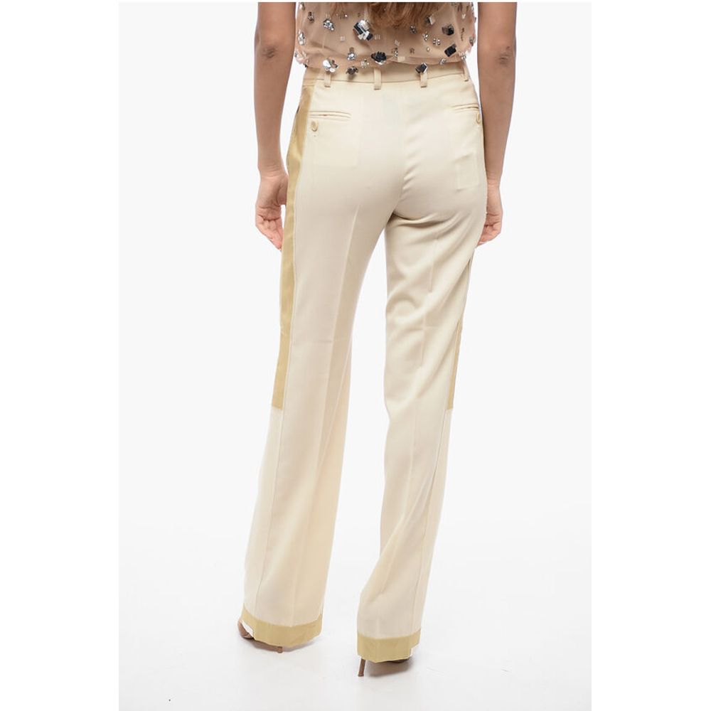 Moschino COUTURE Virgin Wool Tailoring Pants with Contrasting Detaili