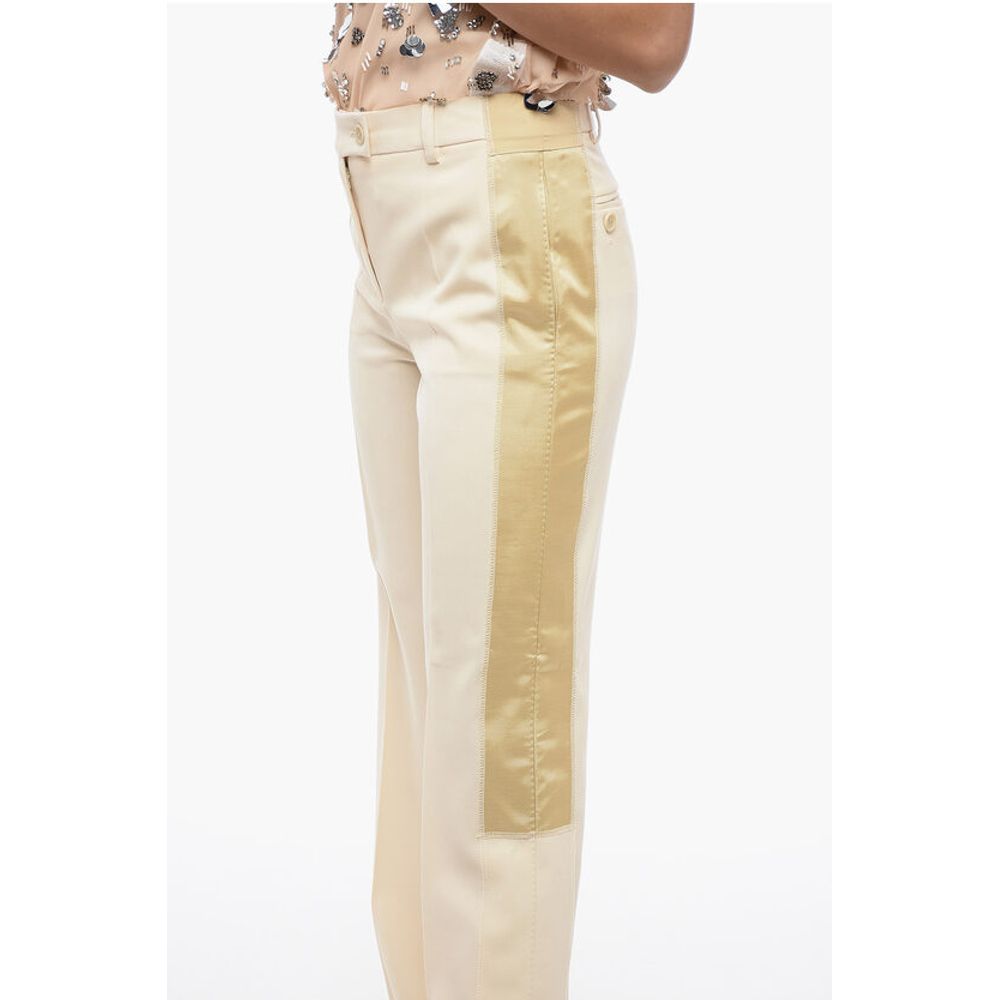 Moschino COUTURE Virgin Wool Tailoring Pants with Contrasting Detaili
