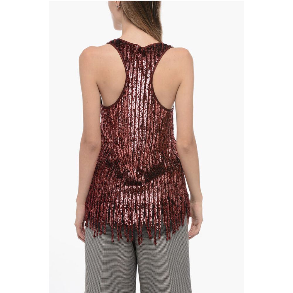 Etro Sequined and Chenille Thank Top with Fringed Hem