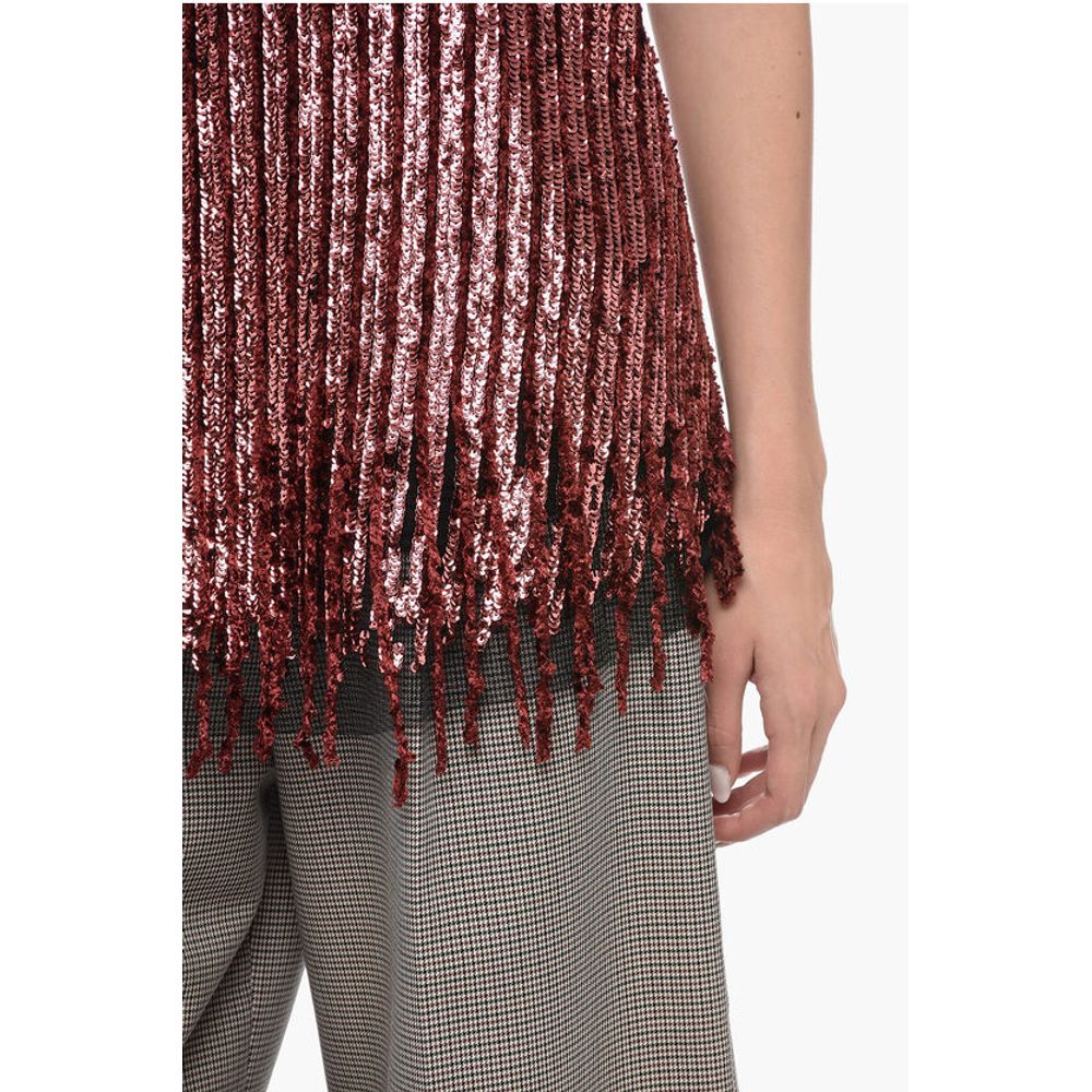 Etro Sequined and Chenille Thank Top with Fringed Hem