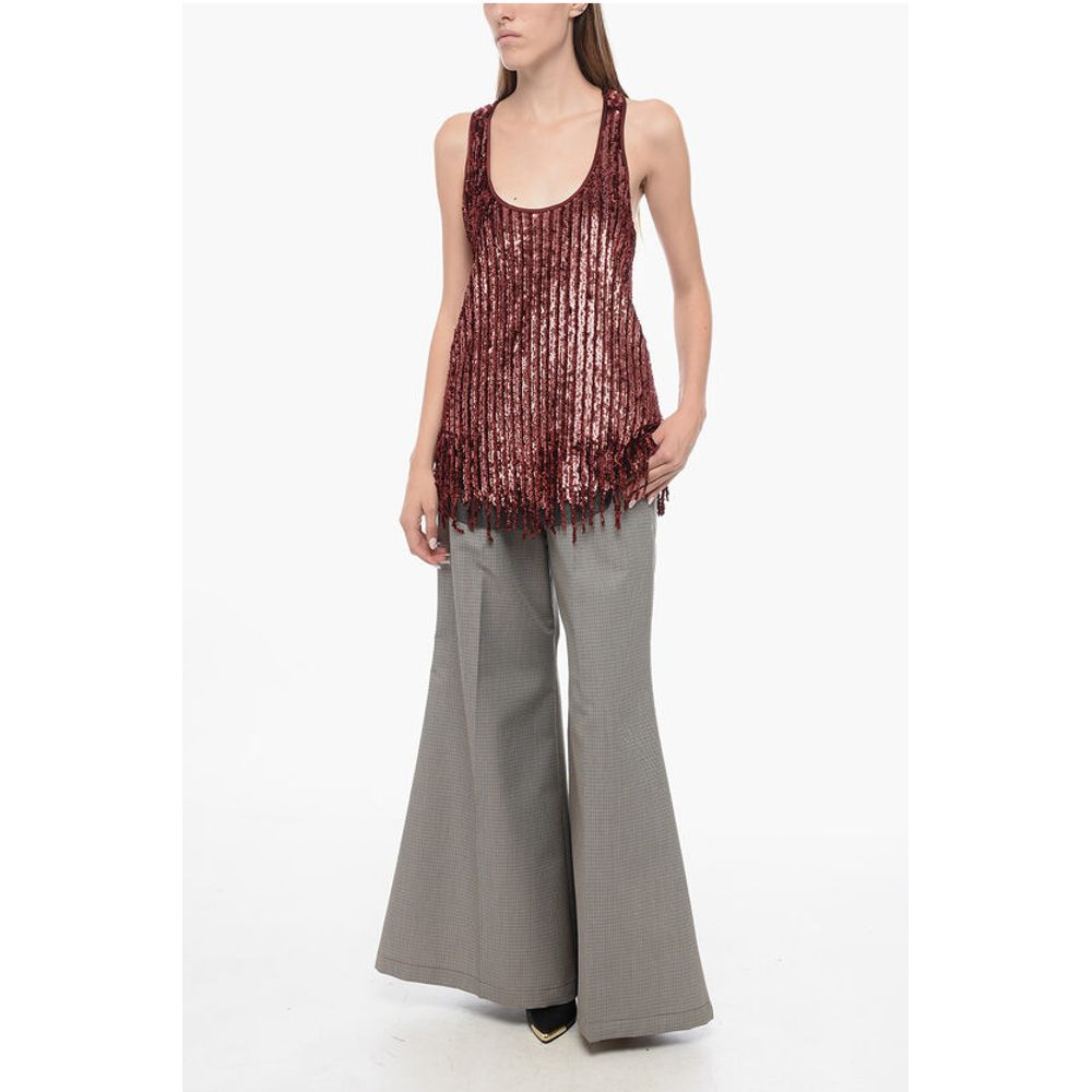 Etro Sequined and Chenille Thank Top with Fringed Hem