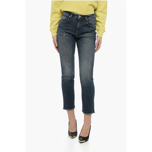 Two Women Two Men Straight Leg MARGHE LONG Denims with Frayed Hem