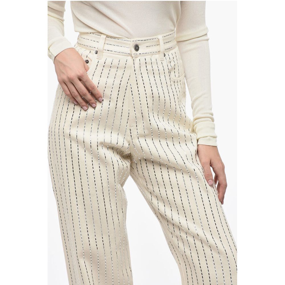 Golden Goose 5 Pocket High-waisted Pants with Micro-studs All-Over
