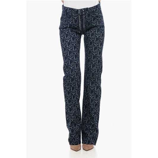 Ludovic de Saint Sernin Straight Fit Monogram Denims with Lace-up Detail 23cm
