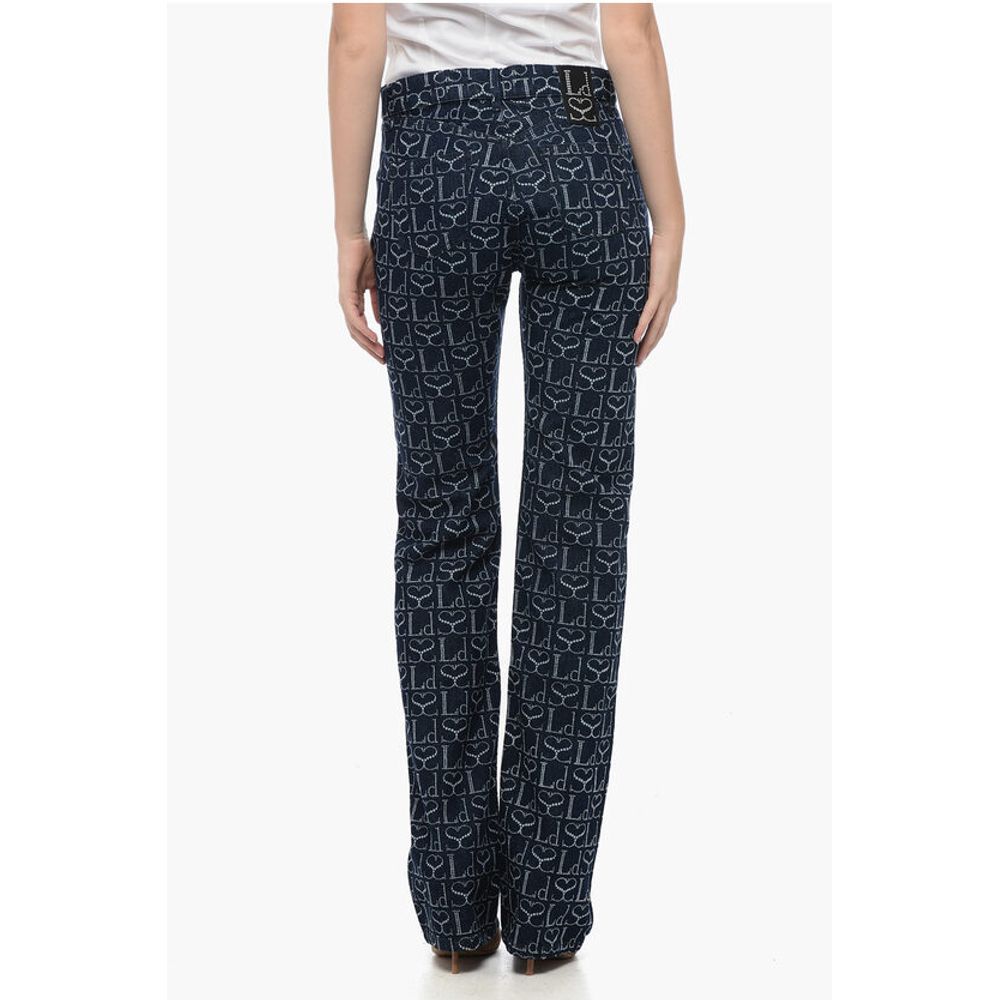 Ludovic de Saint Sernin Straight Fit Monogram Denims with Lace-up Detail 23cm