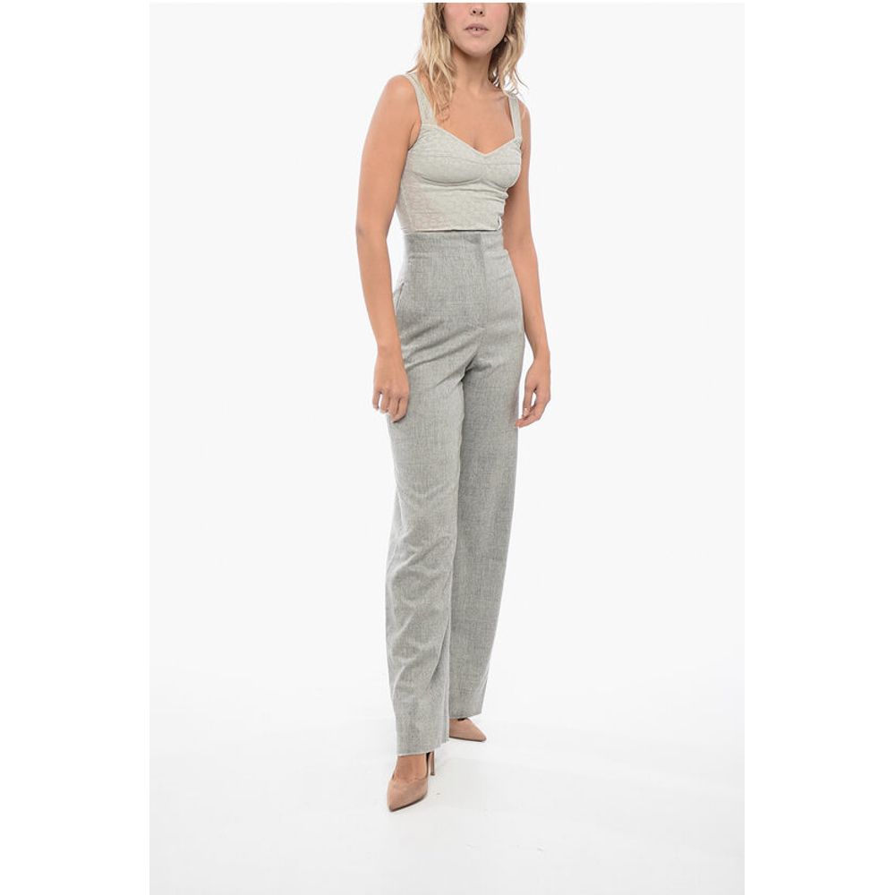 Armani EMPORIO Wool Blend Palazzo Pants with Concealed Closure