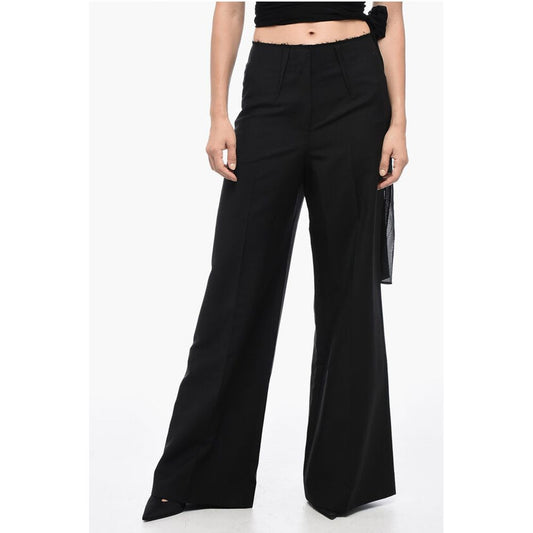 Givenchy Single-pleated Wool Blend Palazzo Pants with Raw-cut Detail