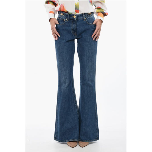 Versace Cotton Bootcut Denims with Logoed Morsets 32cm