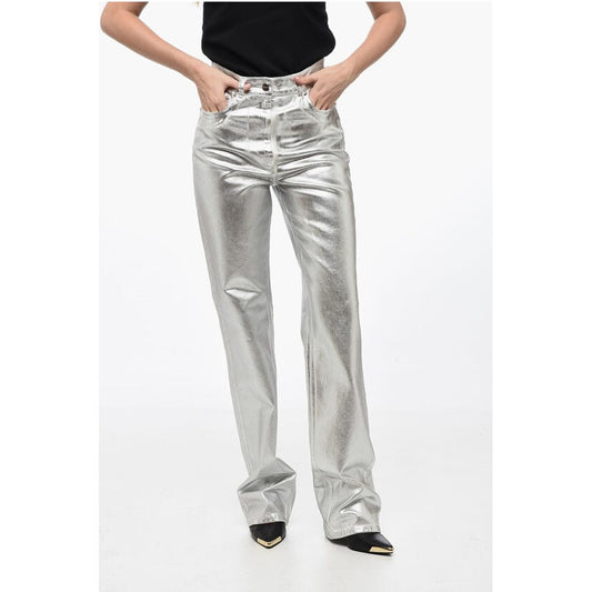 Salvatore Ferragamo 5 Pocket Coated Cotton Lamè Pants
