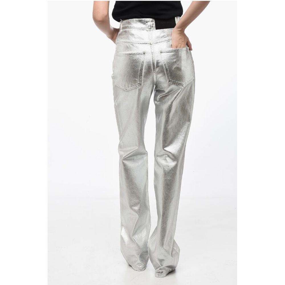 Salvatore Ferragamo 5 Pocket Coated Cotton Lamè Pants