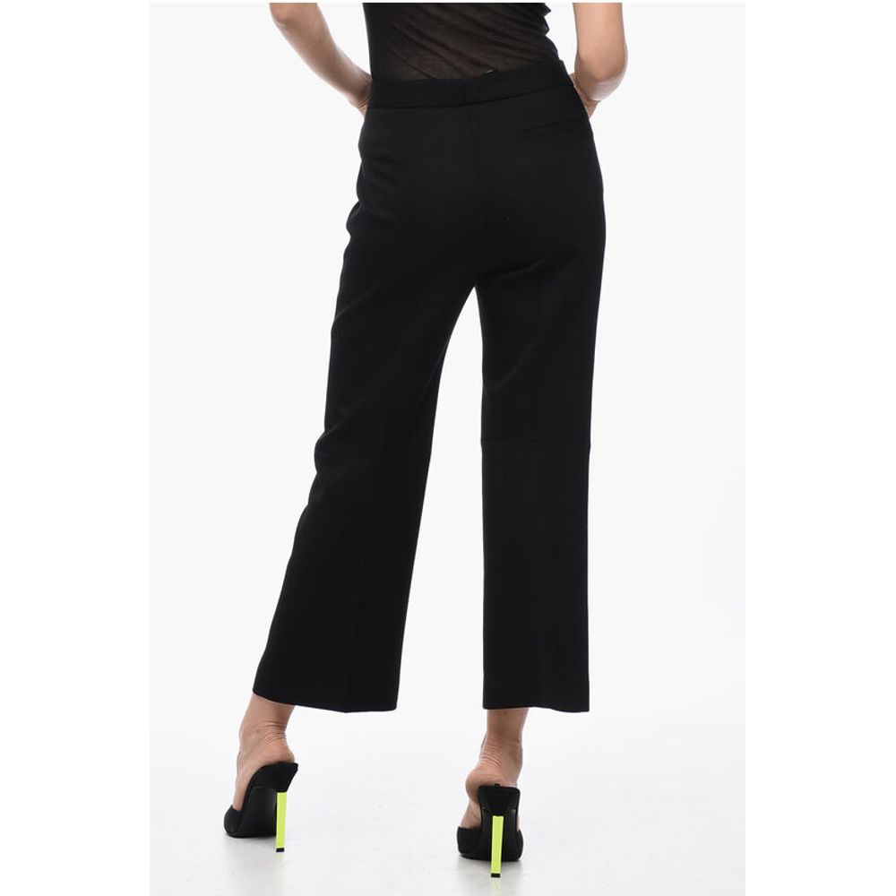 Jil Sander Grain de Poudre Wool Flared Pants with Belt