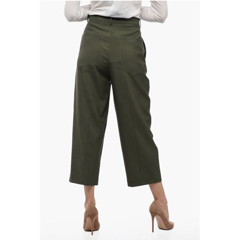 Marni TROPICAL Cropped Pants with Visible Stitching