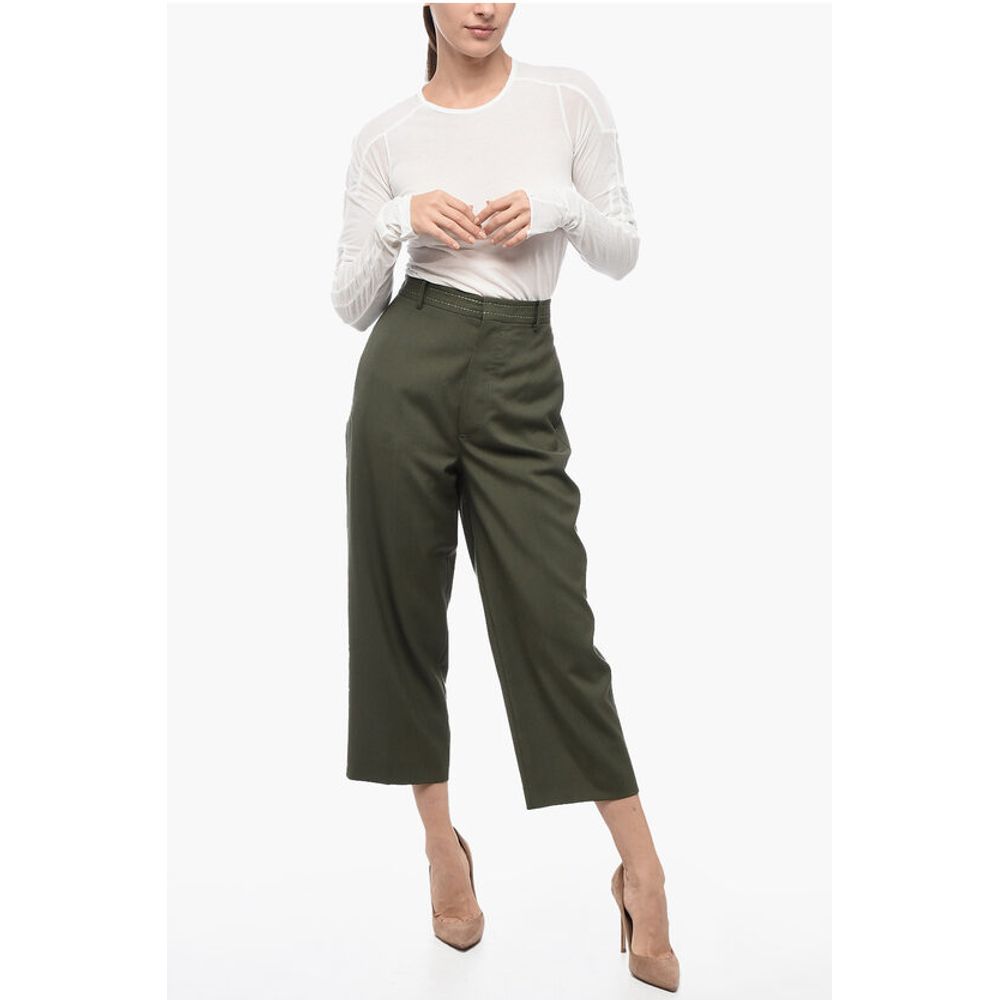 Marni TROPICAL Cropped Pants with Visible Stitching