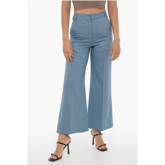 Eudon Choi Wide Leg Wool Pants with Ankle Slit