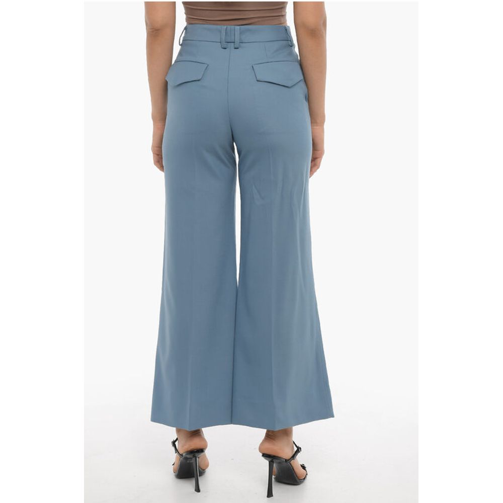 Eudon Choi Wide Leg Wool Pants with Ankle Slit