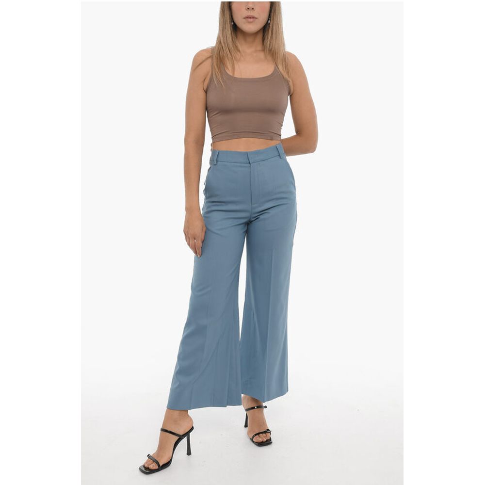 Eudon Choi Wide Leg Wool Pants with Ankle Slit