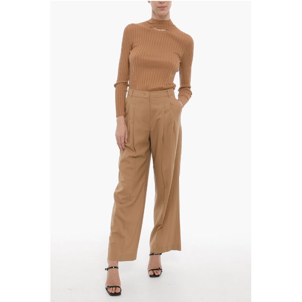 Low Classic Double-Pleat Wool Pants