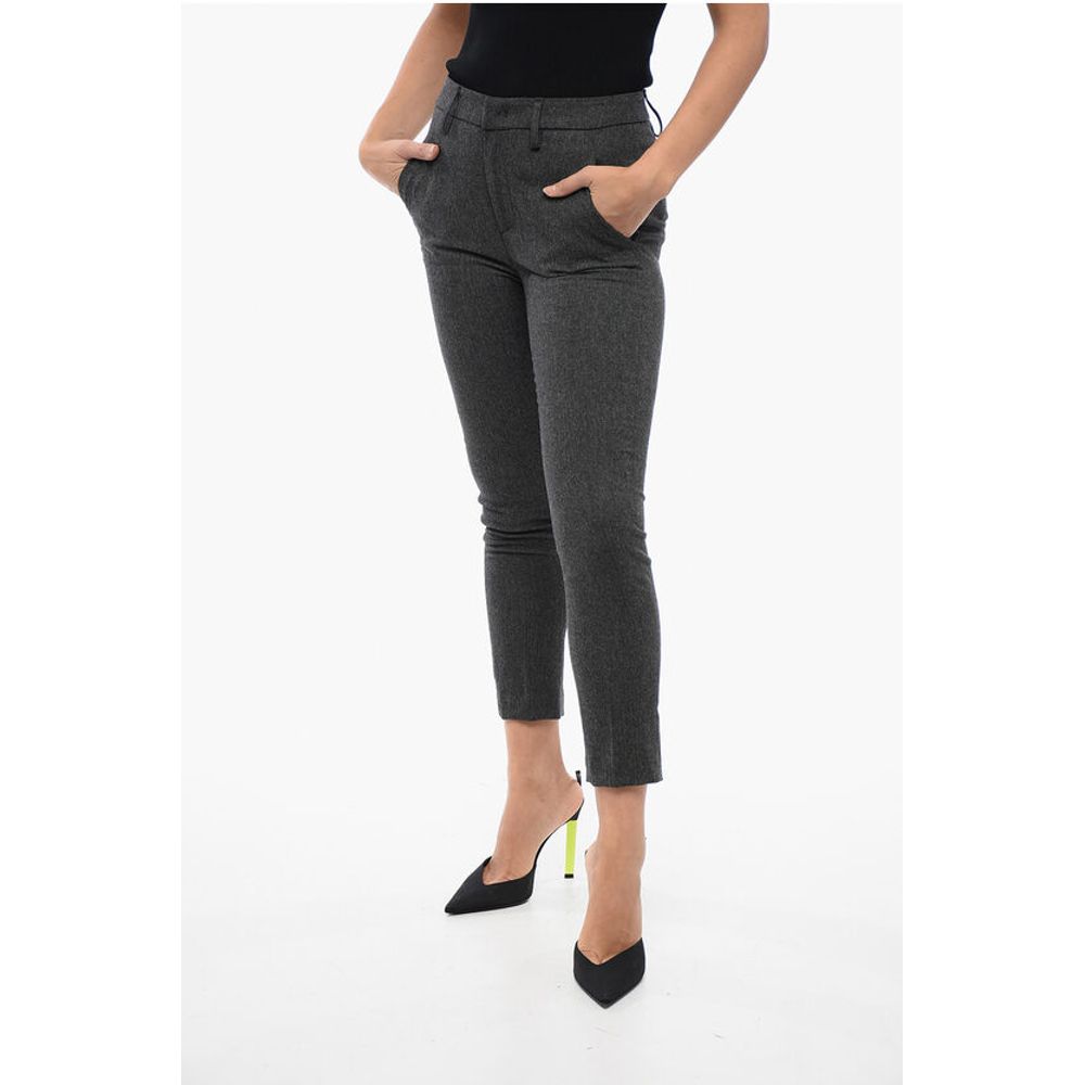 Dondup Herringbone Motif Wool Blend CARMEN Pants