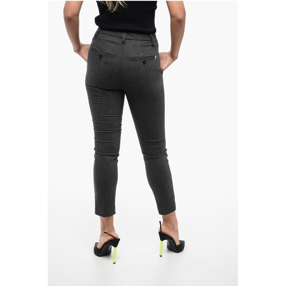 Dondup Herringbone Motif Wool Blend CARMEN Pants