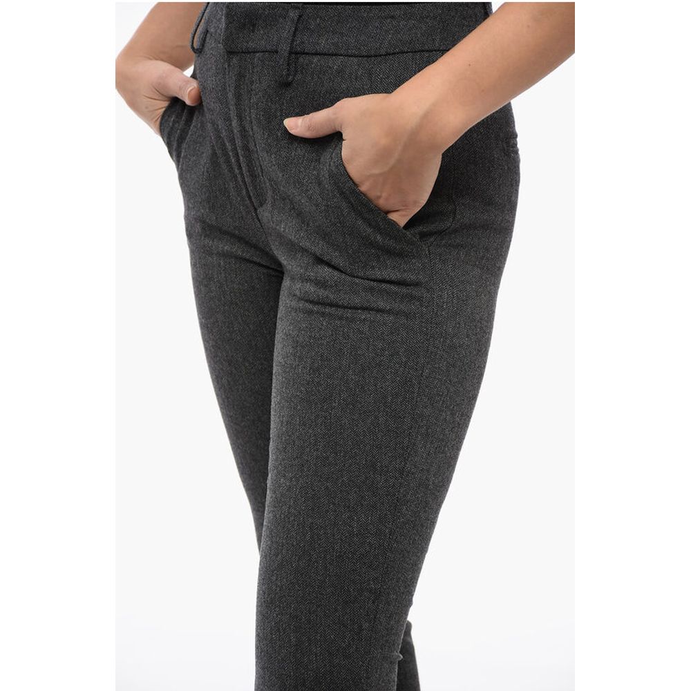 Dondup Herringbone Motif Wool Blend CARMEN Pants