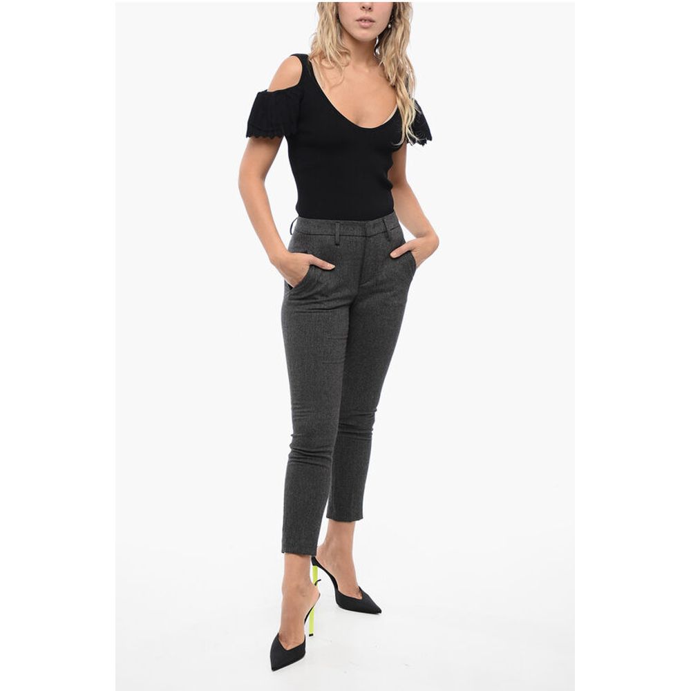 Dondup Herringbone Motif Wool Blend CARMEN Pants