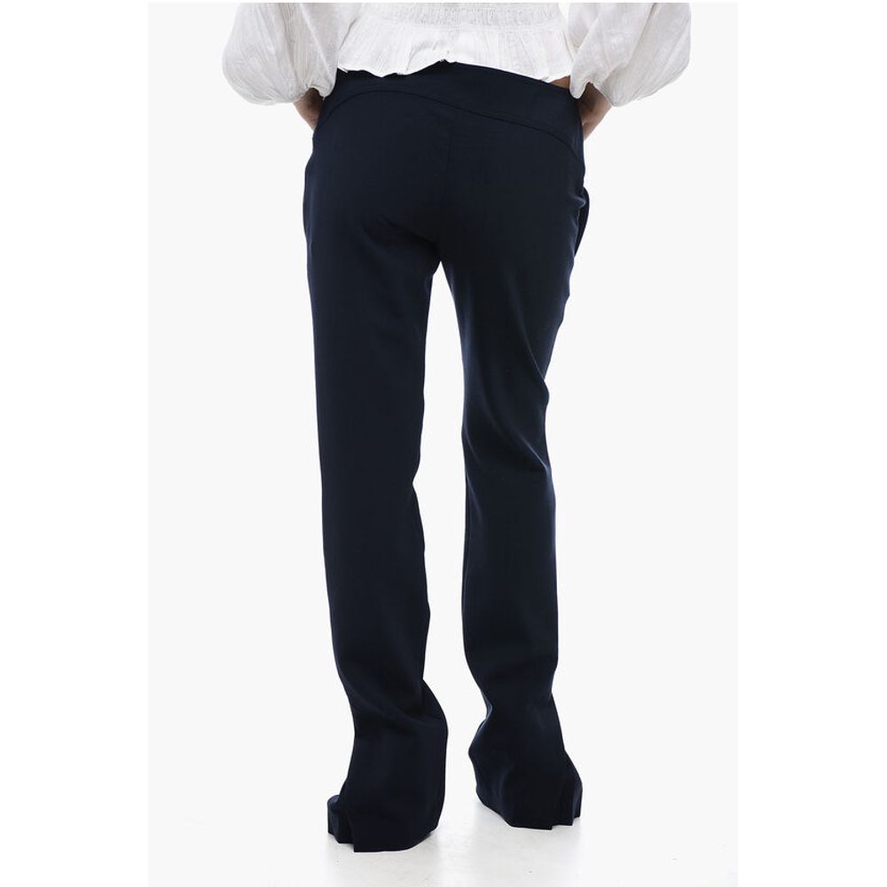 Off-White Low-Waisted Pants with Pleated Detail