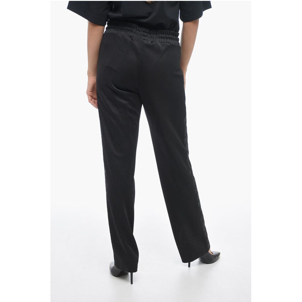 Palm Angels Cotton Track Pants with Lurex Embroideries