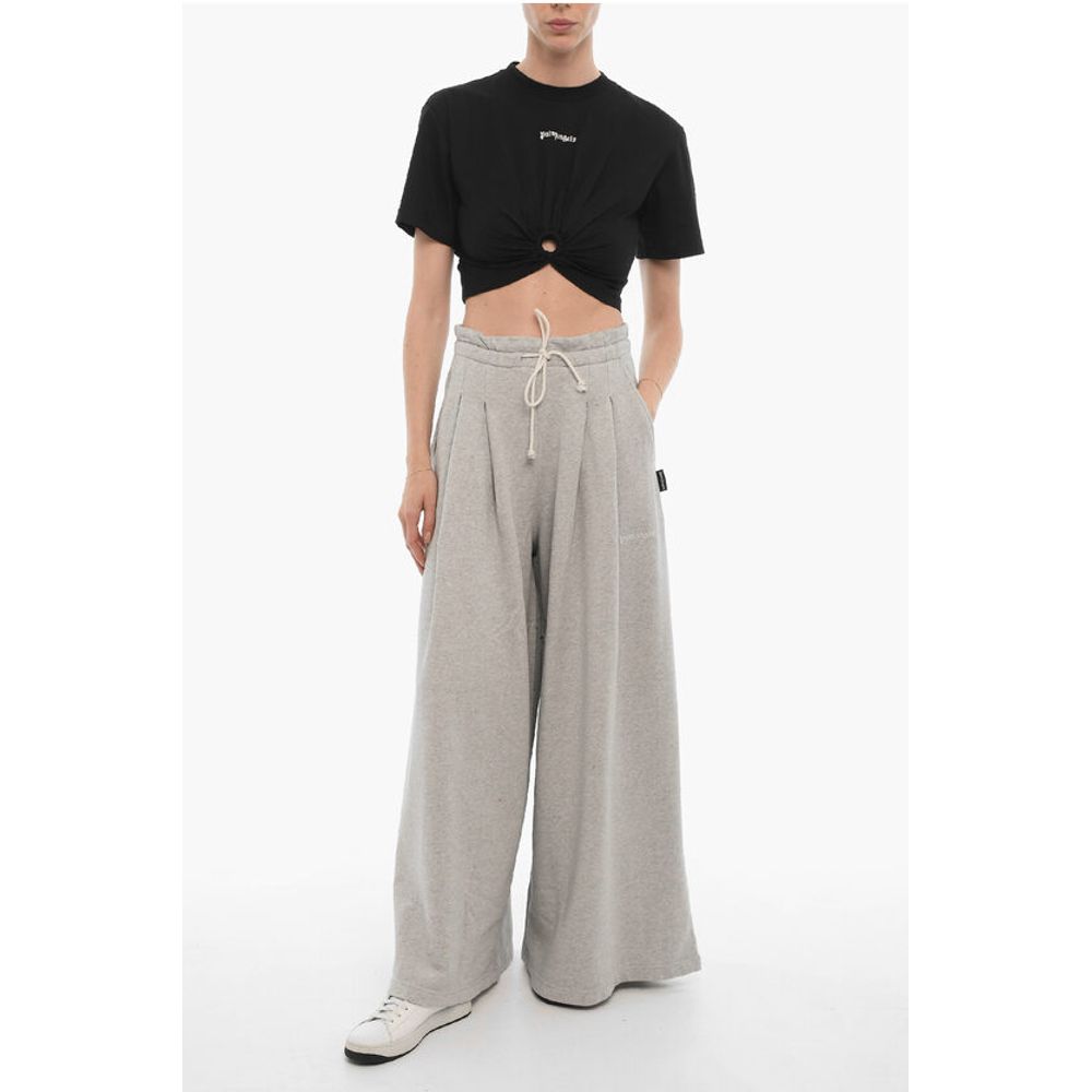 Palm Angels Solid Color Crop T-Shirt with Cut-Out Detail