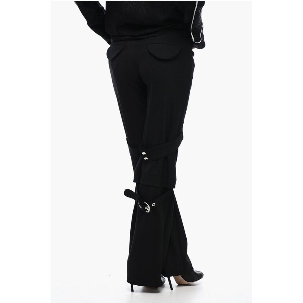 Off-White Wool Blended Cargo Pants with Buckle Detailing