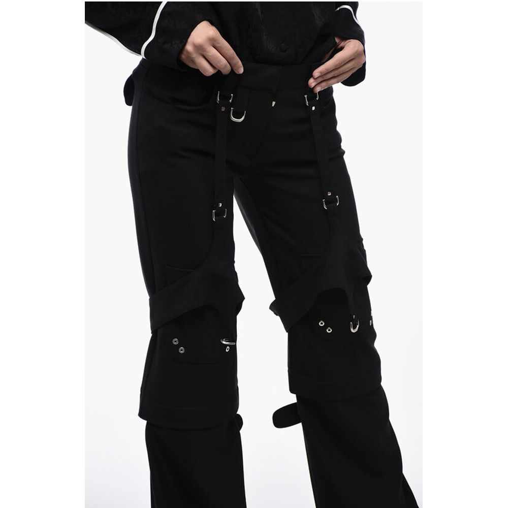 Off-White Wool Blended Cargo Pants with Buckle Detailing