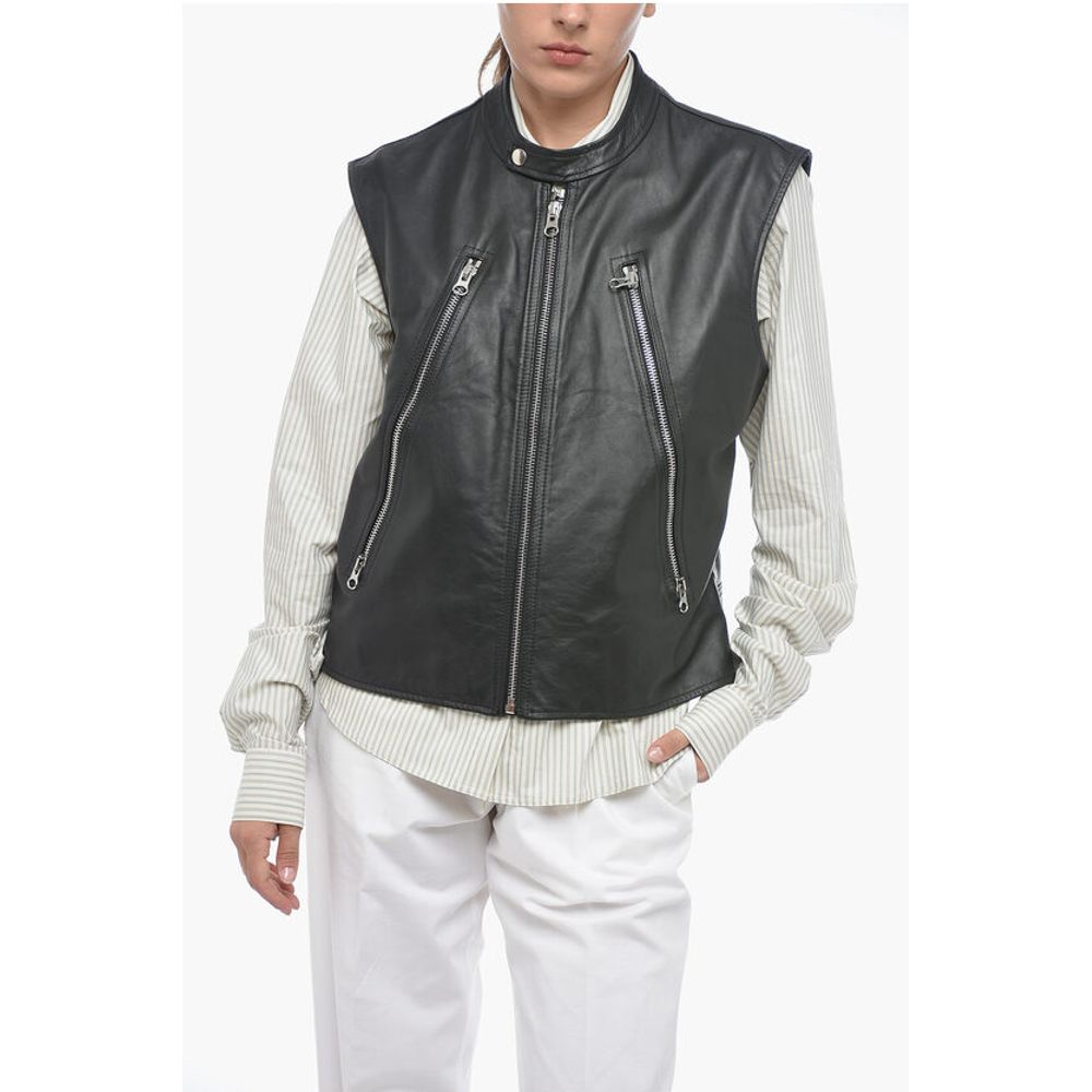 Maison Margiela MM6 Quilted Leather Biker Waistcoat
